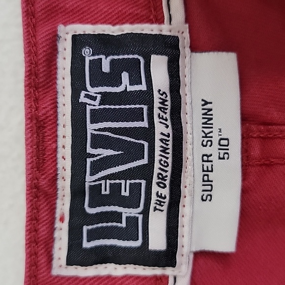 Levi's 510 Red Super Skinny Jeans  33" X 32" - Picture 14 of 16